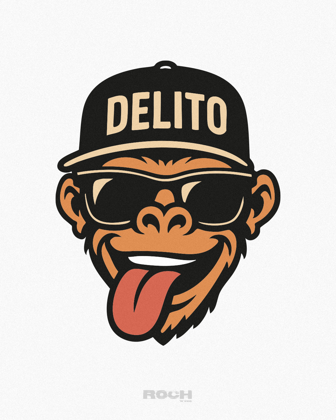 Mascota ilustrada — mono con gorra y gafas